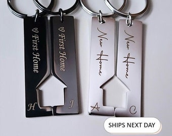 New Home First Home Keychain Set Personalised Gift Matching Couple Keyrings for New Home Gift Housewarming Gift Just Married Gift First Home