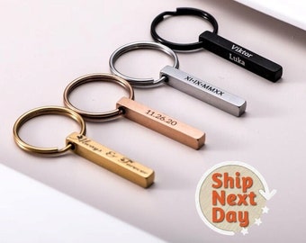 Gepersonaliseerde Bar sleutelhanger gegraveerde sleutelhanger Gepersonaliseerde Bar sleutelhanger cadeau Drive Safe sleutelhanger gepersonaliseerd cadeau voor hem en haar sleutelhanger cadeau