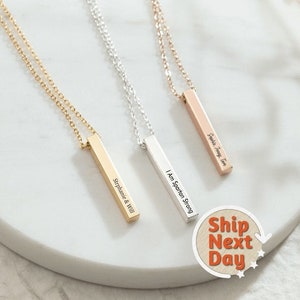Etsy engraved bar necklace sale