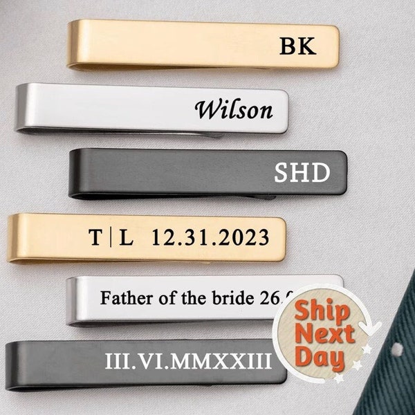 Clip de corbata personalizado grabado clip de corbata hombres corbata clip regalo para él regalo personalizado novio regalo padrinos regalo traje accesorios boda