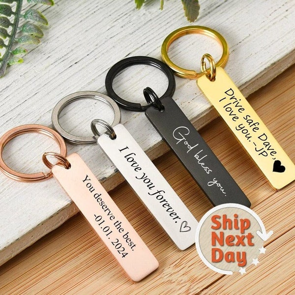 Porte-clés personnalisé Porte-clés gravé Porte-clés personnalisé Porte-clés personnalisé Nom cadeau personnalisé Porte-clés Drive Safe Keyring Idée cadeau