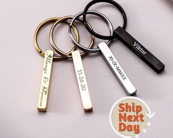 Gepersonaliseerde Bar sleutelhanger gegraveerde sleutelhanger Gepersonaliseerde Bar sleutelhanger cadeau Drive Safe sleutelhanger gepersonaliseerd cadeau voor hem en haar sleutelhanger cadeau