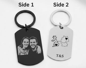 Personalised Photo Keychain, Custom Engraved Keychain, Photo Engraving, Picture on Keychain, Memorial Gift, Father's Day Gift Christmas Gift