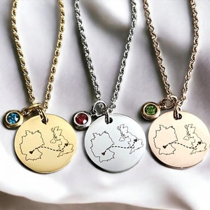 Collier pays personnalisé, collier deux maisons, collier État, cadeau relation interurbaine, collier personnalisé, cadeau Saint-Valentin