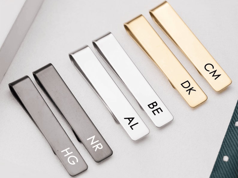 Personalised Tie Clip Engraved Tie Clip Mens Tie Clip Gift For Him Personalised Gift Groom Gift Groomsmen Gift Suit Accessories Wedding image 6