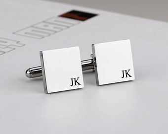 Personalised Cufflinks Suit Wedding Cufflinks for Men Dad Husband Groom Cufflinks Set Custom Square Cufflinks Engraved Wedding Gift for Men