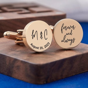 Gemelli personalizzati Abito Gemelli da sposa per uomo Papà Marito Gemelli sposo Set Gemelli rotondi personalizzati Regalo di nozze inciso per uomo immagine 6