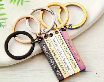 Personalised Bar Keychain Engraved Keyring Personalised Bar Keyring gift Drive Safe Keychain Personalised Gift For Him and Her Keychain Gift