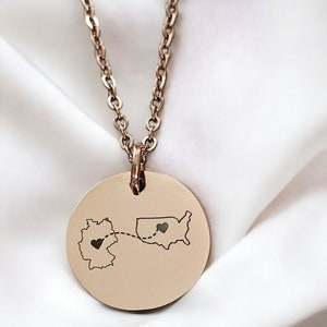 Collier pays personnalisé, collier pour deux maisons, collier État, cadeau relation longue distance, collier personnalisé, carte du pays, cadeau image 5