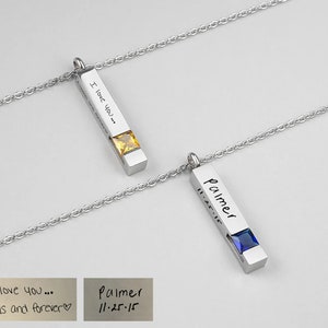 Personalised Birthstone Necklace Bar URN Necklace Personalised Necklace Gift Custom Bar Necklace Engraved URN Jewellery Memorial Gift imagem 2