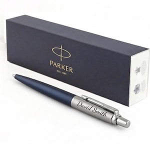 Personalised Engraved Parker Pen, Ballpoint Jotter Pen, Personalised Pen, Gift for Him, for Doctor, Company Pen Wedding Groomsmen Gift Navy Blue