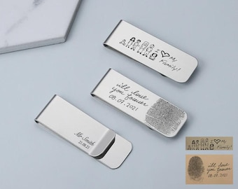 Clip para billetes personalizado, billetera delgada con grabado personalizado, el mejor regalo para papá de su hijo, Día del Padre, regalo para él, regalo para su esposo, regalo para padrinos de boda.
