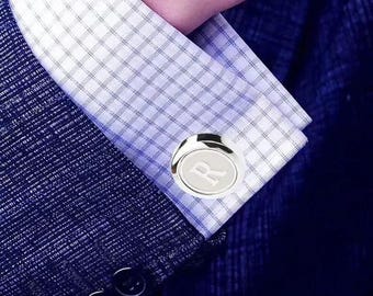 Personalised Cufflinks, Engraved Initials Cufflinks, Groomsman Wedding Cufflink, Best man Cufflinks, Wedding Gift Grooms Cufflink Box Set