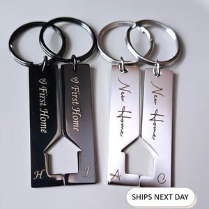 New Home First Home Keychain Set Personalised Gift Matching Couple Keyrings for New Home Gift Housewarming Gift Just Married Valentines Gift