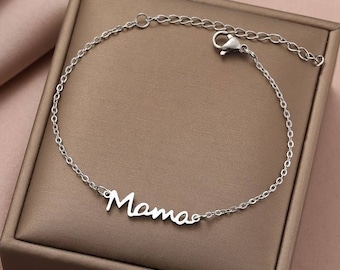 Bracelet maman prénom personnalisé maman cadeau fête des mères Cadeau personnalisé Cadeau pour maman Bracelet cadeau maman maman argent or fête des mères