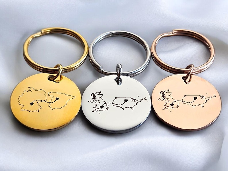 Personalised Country Keychain Two Home Keyring State Keychain Long ...