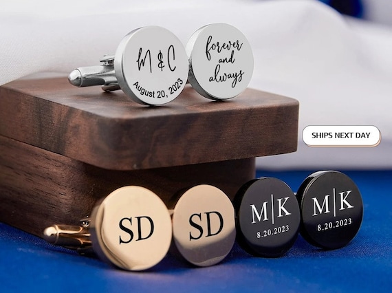 4 Paia Di Gemelli Da Uomo Neri Classici - Eleganti E Personalizzabili Per Matrimonio, Feste E Ufficio