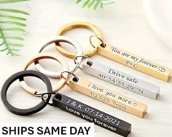 Personalised Bar Keychain Engraved Keyring Personalised Bar Keyring gift Drive Safe Keychain Personalised Valentine&#39;s Gift Keyring