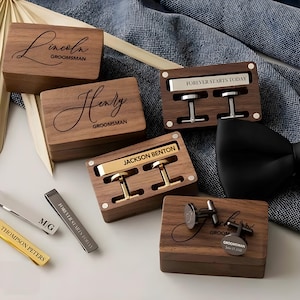 Groomsmen Personalised Cufflinks, Groomsmen Gifts, Personalized Cufflinks for Men, Best Man Gift, Groomsman Proposal, Custom Tie Clip Set