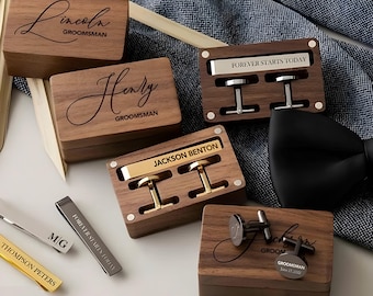 Groomsmen Personalised Cufflinks, Groomsmen Gifts, Personalized Cufflinks for Men, Best Man Gift, Groomsman Proposal, Custom Tie Clip Set