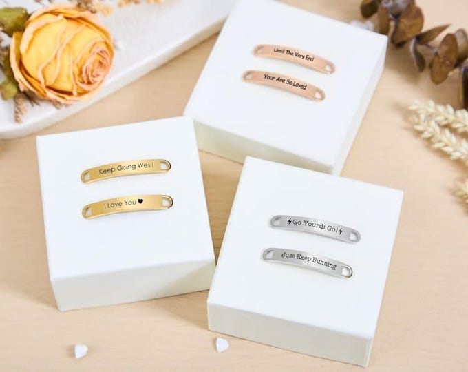 Custom Shoe Tags – Personalised Engraved Metal Lace Tags | Inspirational Runner Gift | Marathon Gift | Shoe Name Plate Personalised Shoe Tag