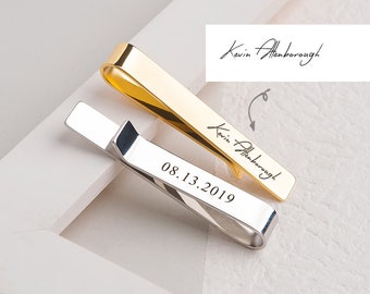 Personalised Handwriting Tie Clip Engraved Tie Bar Gift For Him Personalised Gift Groom Gift Groomsmen Gift Suit Accessories Wedding