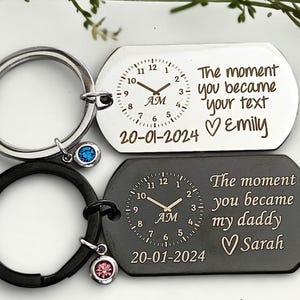 Porte-clés Le moment où vous êtes devenu mon papa premier papa nouveau papa porte-clés nouvelle maman porte-clés cadeau personnalisé cadeau baby shower cadeau nouveau-né