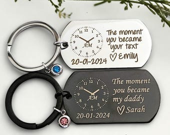 The Moment You Became My Daddy Keychain First Dad New Dad Keychain New Mummy Keychain Personalised Gift Baby Shower Gift New Born Baby Gift