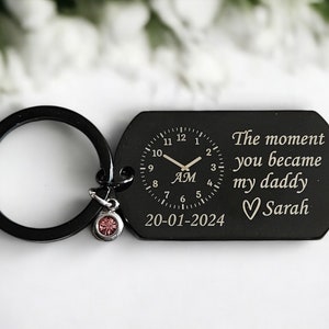 Porte-clés Le moment où vous êtes devenu mon papa premier papa nouveau papa porte-clés nouvelle maman porte-clés cadeau personnalisé cadeau baby shower cadeau nouveau-né