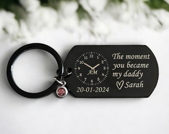 The Moment You Became My Daddy Keychain First Dad New Dad Keychain New Mummy Keychain Personalised Gift Baby Shower Gift New Born Baby Gift