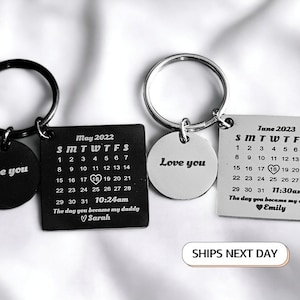 Le jour où vous êtes devenu mon papa porte-clés nouveau-né cadeau maman porte-clé cadeau baby shower cadeaux personnalisé nouveau-né porte-clés cadeau maman papa