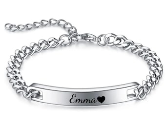 Personalised Men's Bracelet | Engraved Name Bracelet for Him | Personalised Gift for Dad, Brother, Husband, Christmas Gift, Bracelet Gift