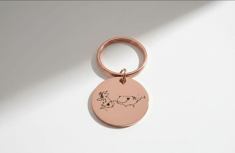 Personalised Country Keychain Two Home Keyring State Keychain Long Distance Relationship Gift Personalised Keyring Valentine's Day Gift image 4