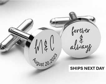 Personalised Cufflinks set for Men Dad Husband Groom Cufflinks Set Custom Round Cufflinks Engraved Groomsmen Wedding Gift for Men Engraved