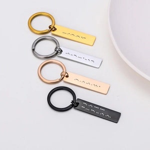Gepersonaliseerde morsecodesleutelhanger Gegraveerde morsecodesleutelhanger Gepersonaliseerd cadeau Morsecode Gift Drive Safe-sleutelhanger Aangepaste codesleutelhanger