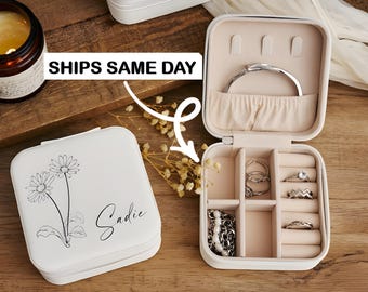 Personalised Jewellery Storage Box Bridesmaid Gift Birth Flower Jewellery Gift for Bridesmaid Personalised Gift Bridesmaid Wedding Gift