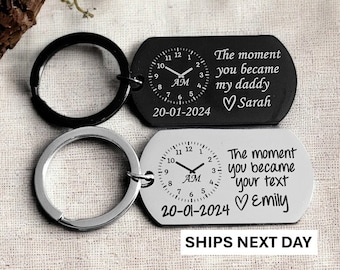 The Moment You Became My Daddy Keychain First Dad New Dad Keychain New Mummy Keychain Personalised Gift Baby Shower Gift Father's Day Gifts