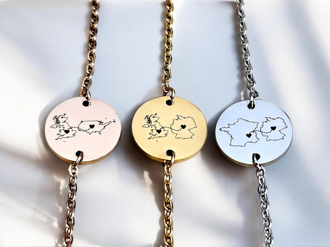 Bracelet pays personnalisé, bracelet deux maisons, bracelet d'état, bracelet échange, bijoux personnalisés, cadeau de Saint-Valentin personnalisé