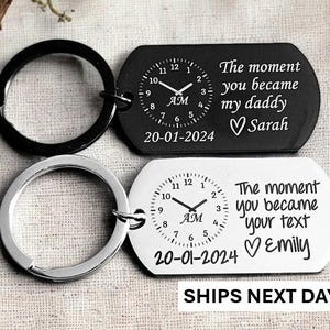 Cadeau pour papa Le moment où vous êtes devenu mon papa Porte-clés maman Premier porte-clés pour la fête des pères Nouveau cadeau porte-clés pour papa Cadeau personnalisé Cadeau pour la fête des pères