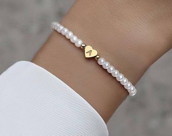 Initiale personnalisée bracelet de perles Bracelet lettre personnalisé Cadeau fête des mères Bracelet cadeau Initiale bijou Cadeau personnalisé pour elle