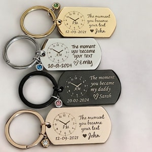 Porte-clés Le moment où vous êtes devenu mon papa premier papa nouveau papa porte-clé nouveau papa porte-clé personnalisé cadeau fête des pères cadeau papa premier père