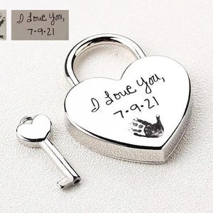 Cadeado de amor de coração personalizado com chave, Cadeado personalizado para o amor, Cadeados de amor, Presentes personalizados de lua de mel para casais, aniversário de noivado e casamento