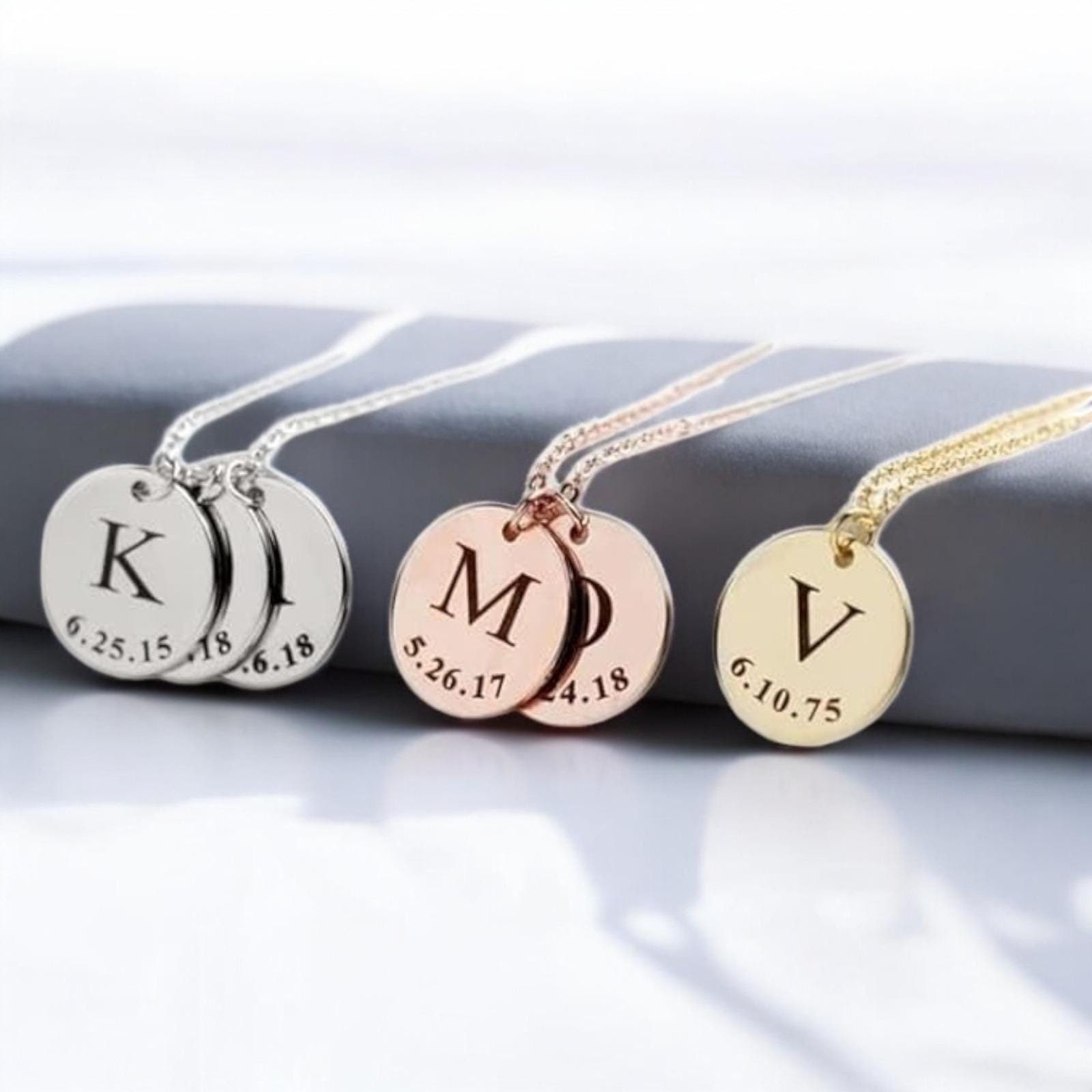 Customised Necklace Initial Date Necklace Customised Necklace