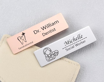 Custom Name Badge Engraved Name Tag Brooch Name Tag Staff ID Pin Office Name Badge Business Badge Tag Pin Engraved Name Badges