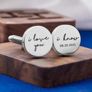 Personalised Cufflinks for Men Dad Husband Groom Cufflinks Set Custom Round Cufflinks Engraved Groomsmen Gift Cufflink Wedding Gift for Men zdjęcie 7