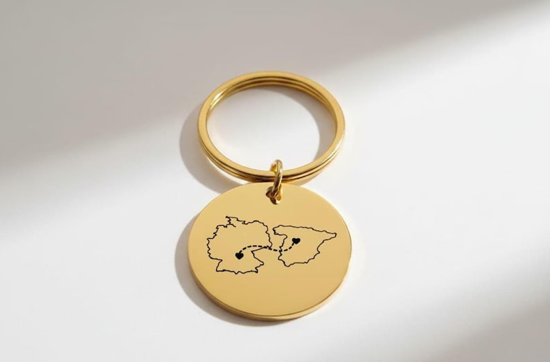 Personalised Country Keychain Two Home Keyring State Keychain Long Distance Relationship Gift Personalised Keyring Valentine's Day Gift image 5