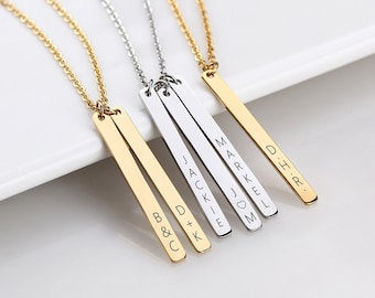 Personalised Necklace Bar Jewellery Engraved Name Bar Necklace Personalised Gift Gift for Her Mum Silver Gold Bar Name Necklace Personalised