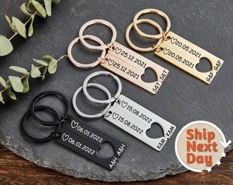 Personalised Couples 2pcs Keychain Personalised Keyring Custom Keychain Personalised Gift Name Keychain Drive Safe Keyring Valentine's Gift