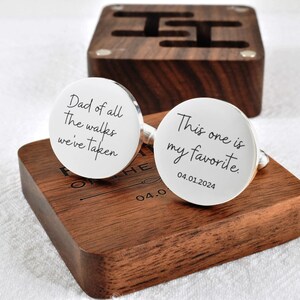 Gepersonaliseerde manchetknopen set doos bruiloft gepersonaliseerde manchetknopen voor mannen vader echtgenoot bruidegom manchetknopen set aangepaste ronde manchetknopen cadeau getuige