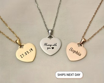 Collar de corazón personalizado / Joyería personalizada / Collar de corazón con nombre / Regalo de collar personalizado / Oro rosa de plata